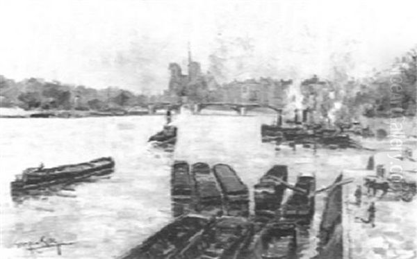 Notre-dame Et Les Quais Oil Painting by Georges Rose