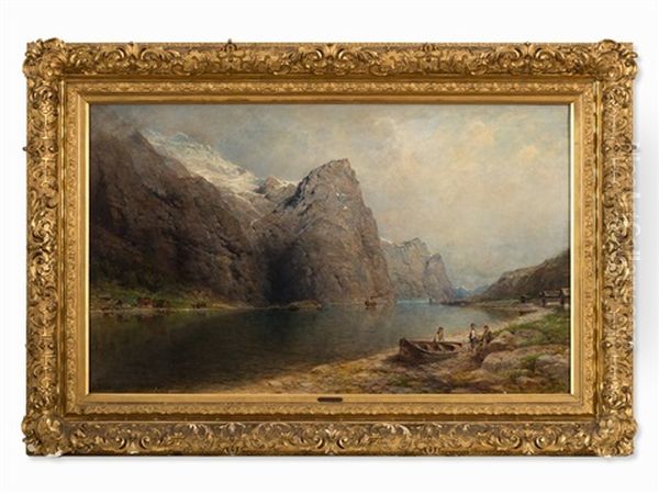 Fjord Landscape Oil Painting by Julius Rose
