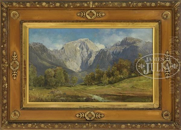 A Mountainous German Landscape Oil Painting by Julius Rose