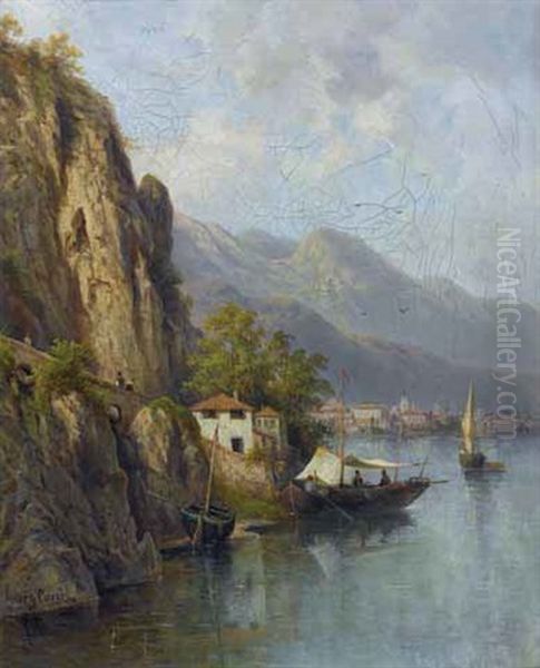 Riva Am Gardasee Oil Painting by Julius Rose