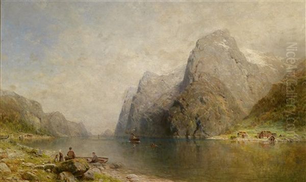 Fjordlandschaft Oil Painting by Julius Rose