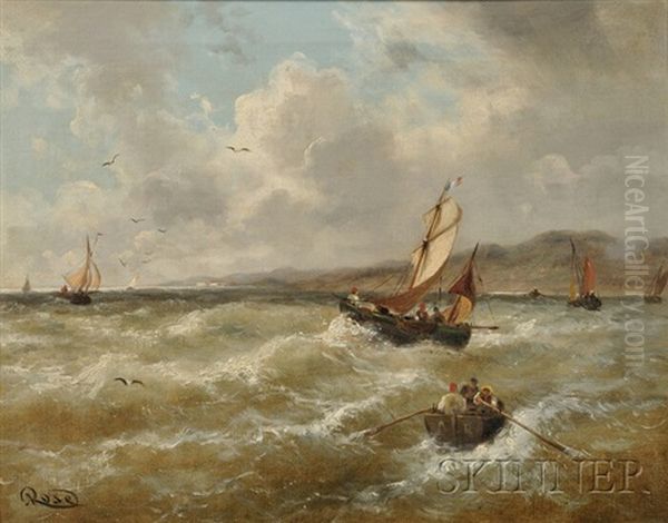 Fisherboats Near Ragusa, Dalmatia Oil Painting by Julius Rose