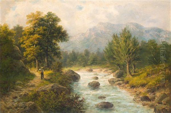 Wildbach In Der Steiermark Oil Painting by Julius Rose