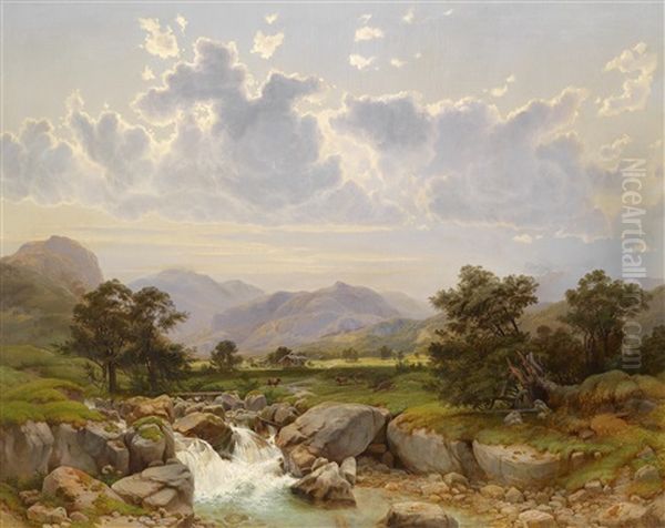 Landschaft Bei Abtenau Salzkammergut Oil Painting by Julius Rose