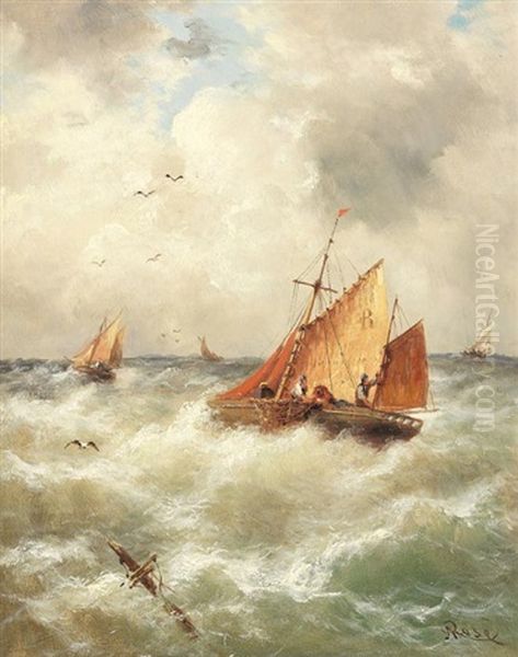 Fischkutter Auf Der Nordsee Oil Painting by Julius Rose