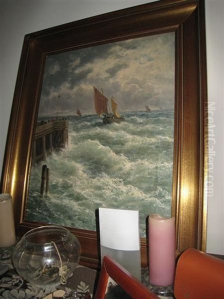 Fisherboats Near Reggio Oil Painting by Julius Rose