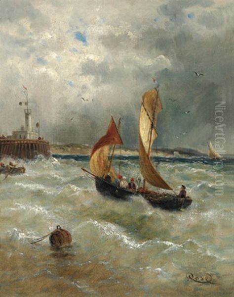 Aufziehendes Gewitter Uber Einem Hafen Oil Painting by Julius Rose