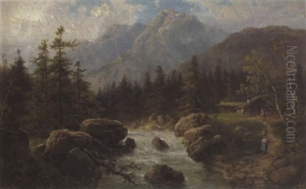 Blick Auf Das Wetterhorn Bern, Kanton Bern Oil Painting by Julius Rose