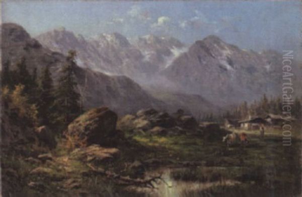 Sommmertag Auf Der Alm Oil Painting by Julius Rose