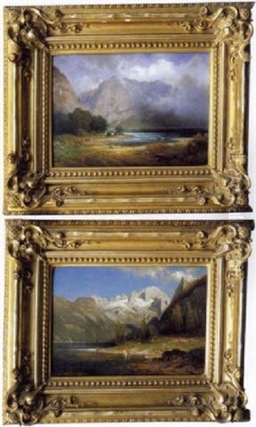 Lac Au Pied Des Montagnes Oil Painting by Julius Rose