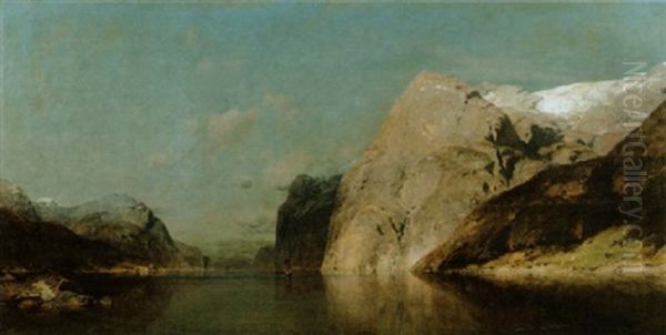 Sommerliche Ansicht Eines Norwegischen Fjordes Oil Painting by Julius Rose