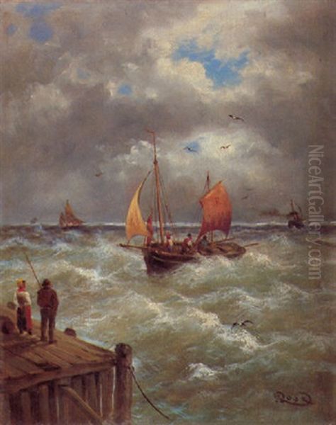 Einlaufendes Fischerboot Vor Dem Sturm Oil Painting by Julius Rose