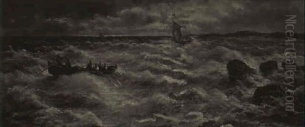 A Storm Threatening Over The Dalmatian Coast Oil Painting by Julius Rose