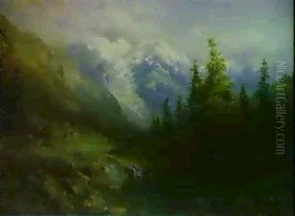 Gebirgslandschaft Oil Painting by Julius Rose