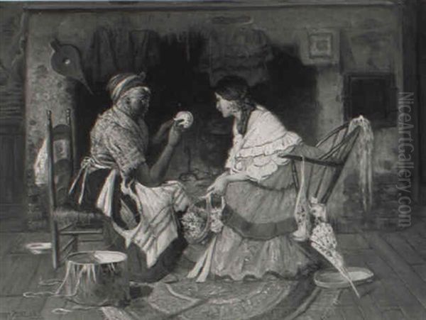 A Visit To The Fortune Teller Oil Painting by Harry Herman Roseland