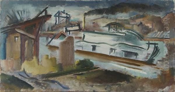 River Boat (+ Another; 2 Sketches) Oil Painting by Charles Rosen