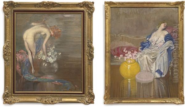 Les Femmes: Three Paintings Oil Painting by Ernest Rosen