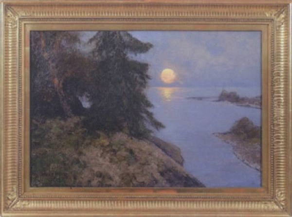 Mansken Over Skargard Oil Painting by Edvard Rosenberg