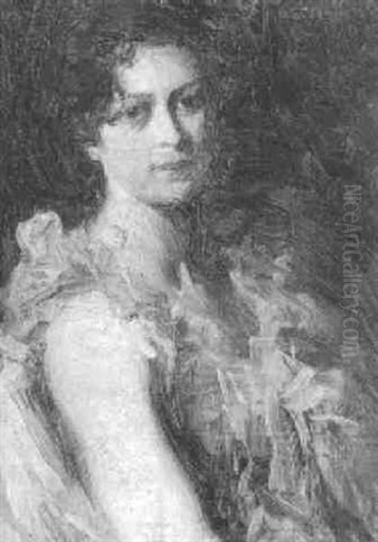 Portraet Af Elegant Ung Kvinde Oil Painting by Christian Emil Rosenstand