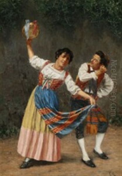 Dancing Italians In Traditional Clothing Oil Painting by Vilhelm J. Rosenstand