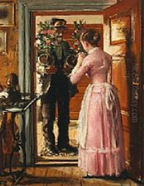 The Birthday Bouquet Oil Painting by Vilhelm J. Rosenstand
