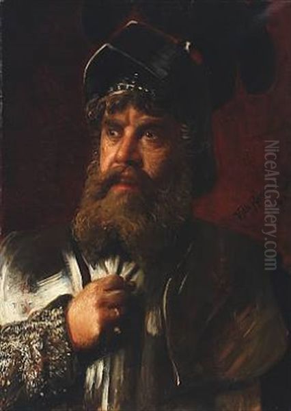 A Man In A Historical Costume Oil Painting by Vilhelm J. Rosenstand