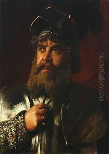 Portrait Of Man In Armor Oil Painting by Vilhelm J. Rosenstand