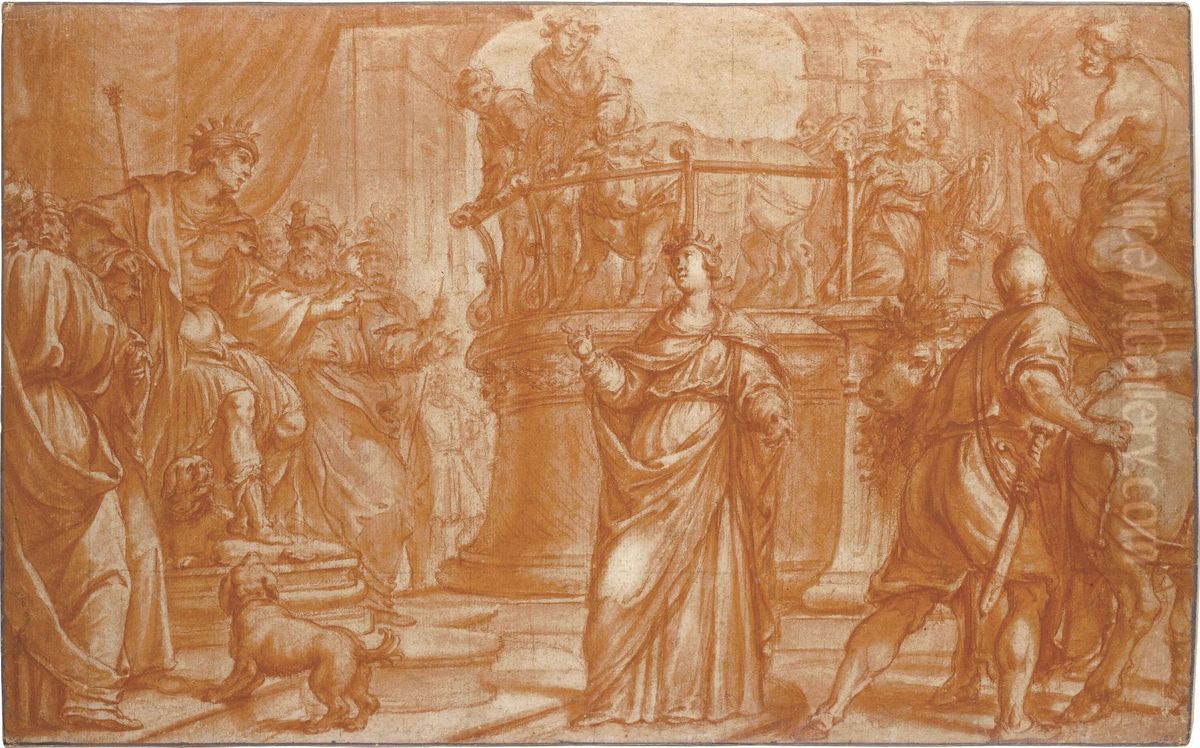 St. Lucy Before The Magistrate Oil Painting by Fabrizio Boschi