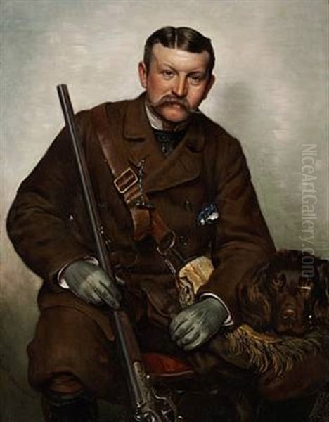 Portrait Of A Hunter Oil Painting by Vilhelm J. Rosenstand