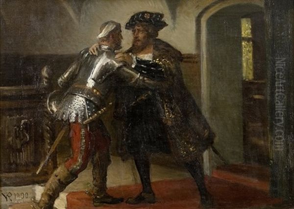 Soren Nordby Besoger Kong Christiern Ii I Hans Fangenskab Paa Sonderborg Slot Oil Painting by Vilhelm J. Rosenstand