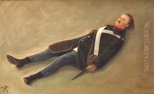 Falden Soldat (study For Saxarmen Ved Dannevirke) Oil Painting by Vilhelm J. Rosenstand