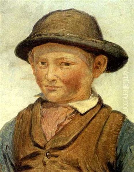 En Lille Fiskerdreng Oil Painting by Vilhelm J. Rosenstand