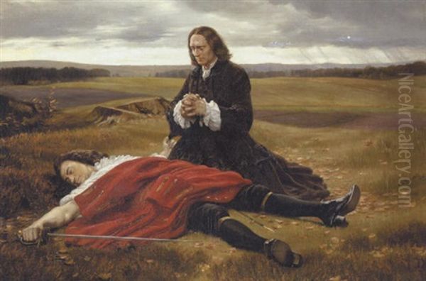 Tordenskjolds Kammertjener Kold Ved Sin Faldne Herres Lig Oil Painting by Vilhelm J. Rosenstand