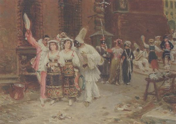 Italiensk Karneval Oil Painting by Vilhelm J. Rosenstand