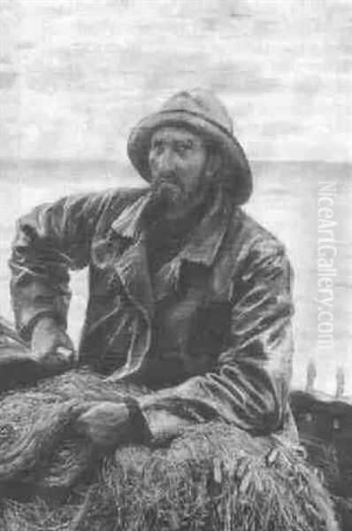 Fisker Pa Havet Oil Painting by Vilhelm J. Rosenstand