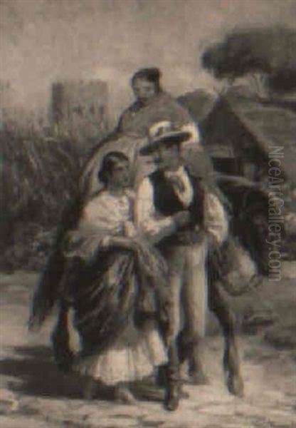 Festkl+dte Italienere Oil Painting by Vilhelm J. Rosenstand