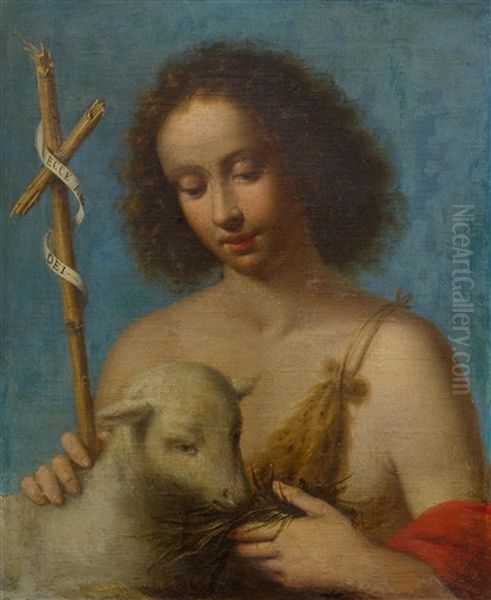 John The Baptist With The Lamb Of God Oil Painting by Matteo Rosselli