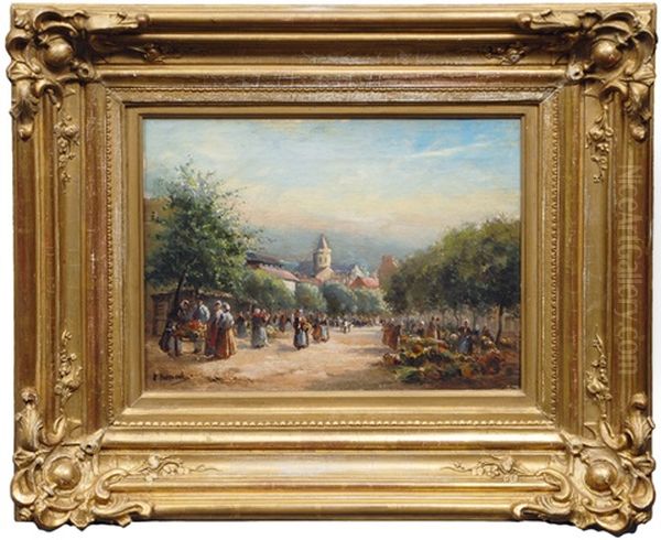 Market Day In France Oil Painting by Paul Rossert