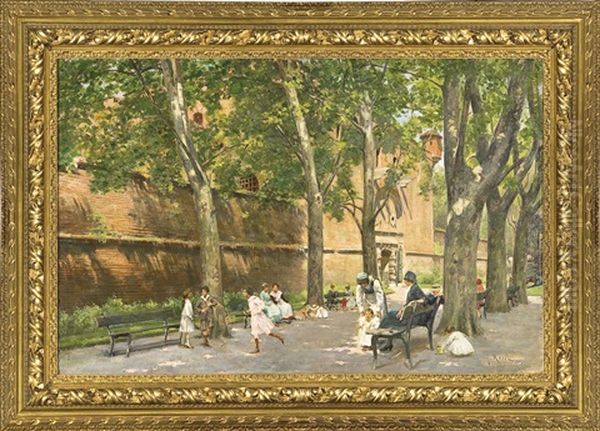 Il Giardino Di Fronte Alla Cittadella Oil Painting by Alberto Rossi