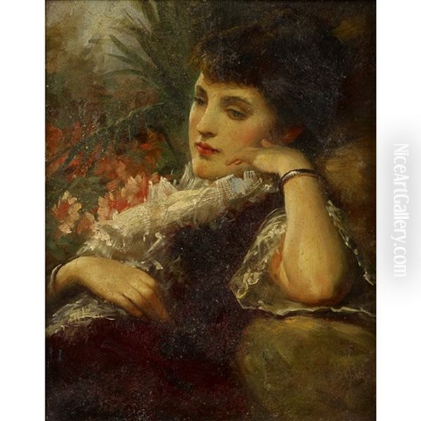 Portrait Of A Young Beauty Oil Painting by Alexander M. Rossi