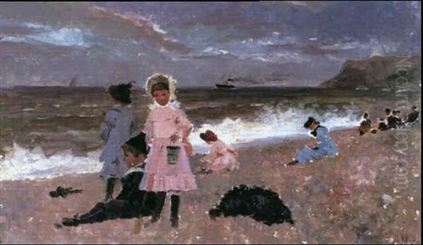 On The Beach Oil Painting by Alexander M. Rossi