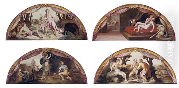 Venus And Mars Oil Painting by Rancesco De' Rossi (see Salviati, Cecchino Del)