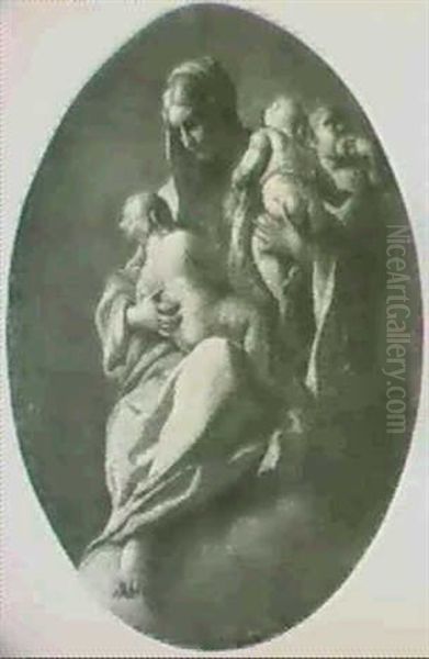 A Personification Of Charity Oil Painting by Rancesco De' Rossi (see Salviati, Cecchino Del)