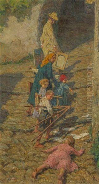 La Carovana Del Pittore Oil Painting by Luigi Rossi