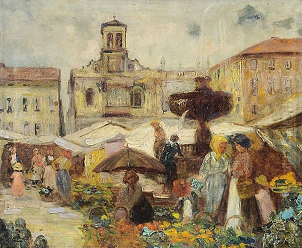 Mercato Oil Painting by Luigi Rossi