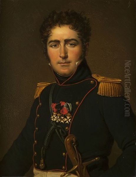 Portrait Du Comte De Turenne (after Jacques-louis David) Oil Painting by Francois Stanislas Rossignon