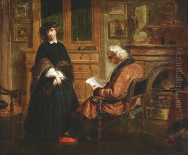 The Letter Oil Painting by Thomas Prichard Rossiter