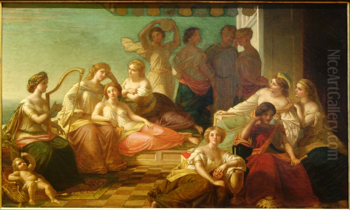 Muses And Graces Oil Painting by Thomas Prichard Rossiter