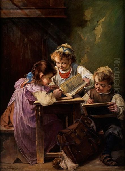 Unterricht Der Kinder Oil Painting by Georg Roessler