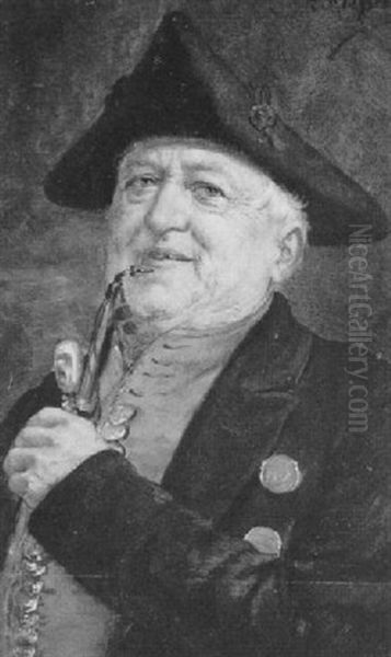Bauer Mit Pfeife Oil Painting by Georg Roessler
